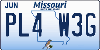 MO license plate PL4W3G