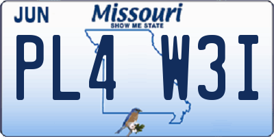 MO license plate PL4W3I