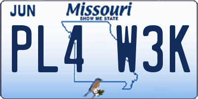 MO license plate PL4W3K