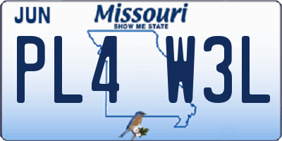 MO license plate PL4W3L