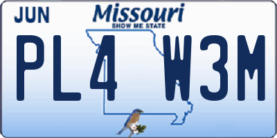MO license plate PL4W3M