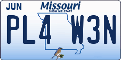MO license plate PL4W3N