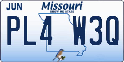 MO license plate PL4W3Q