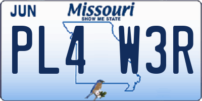 MO license plate PL4W3R