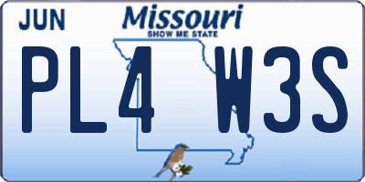 MO license plate PL4W3S