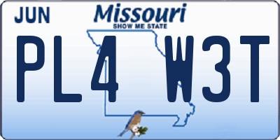 MO license plate PL4W3T