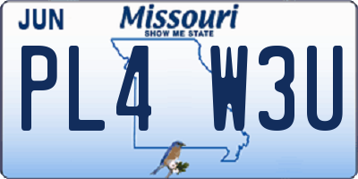 MO license plate PL4W3U