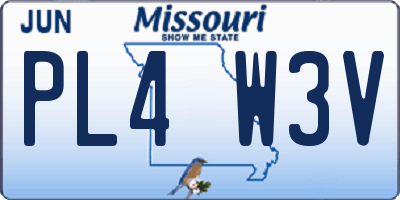 MO license plate PL4W3V