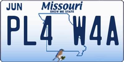MO license plate PL4W4A