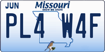 MO license plate PL4W4F