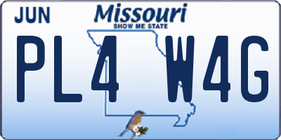 MO license plate PL4W4G