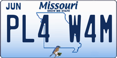 MO license plate PL4W4M