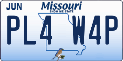 MO license plate PL4W4P