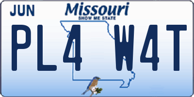 MO license plate PL4W4T