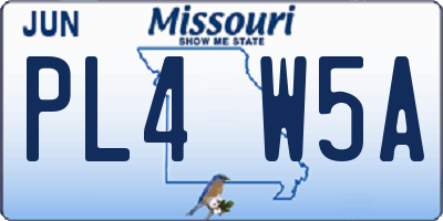 MO license plate PL4W5A