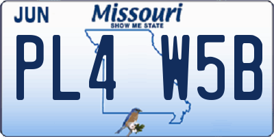 MO license plate PL4W5B