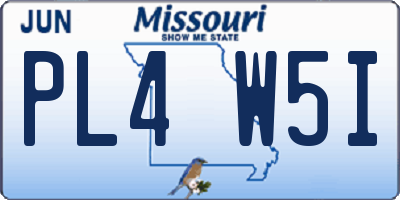 MO license plate PL4W5I