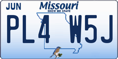 MO license plate PL4W5J