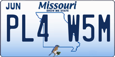 MO license plate PL4W5M