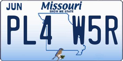 MO license plate PL4W5R