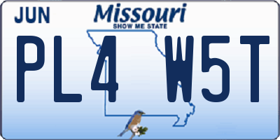 MO license plate PL4W5T
