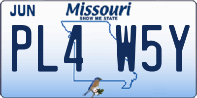 MO license plate PL4W5Y