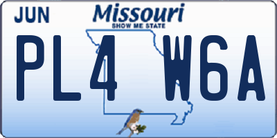 MO license plate PL4W6A