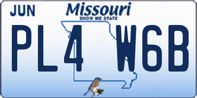 MO license plate PL4W6B