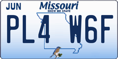 MO license plate PL4W6F
