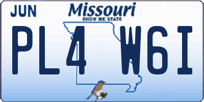 MO license plate PL4W6I