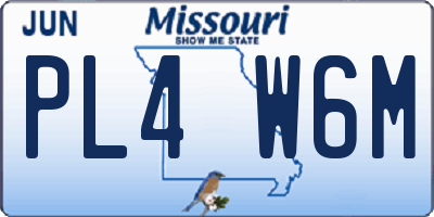 MO license plate PL4W6M