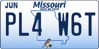 MO license plate PL4W6T