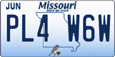 MO license plate PL4W6W