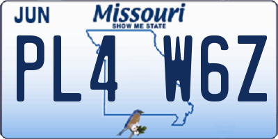 MO license plate PL4W6Z