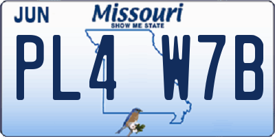 MO license plate PL4W7B