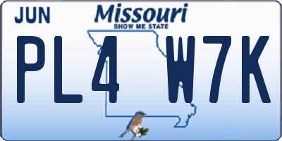 MO license plate PL4W7K