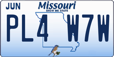 MO license plate PL4W7W