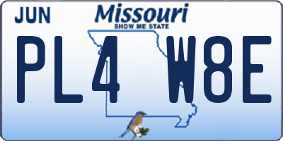 MO license plate PL4W8E