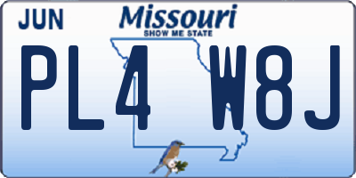 MO license plate PL4W8J