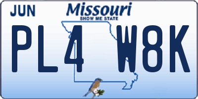 MO license plate PL4W8K
