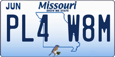 MO license plate PL4W8M