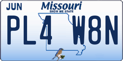 MO license plate PL4W8N