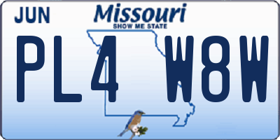 MO license plate PL4W8W
