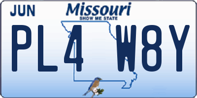 MO license plate PL4W8Y