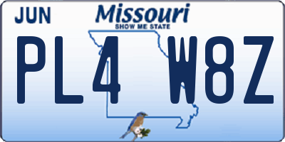 MO license plate PL4W8Z