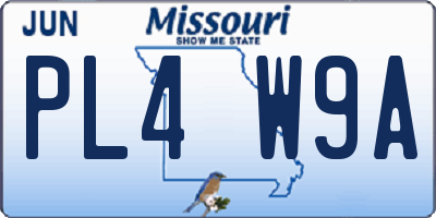 MO license plate PL4W9A