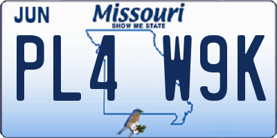 MO license plate PL4W9K