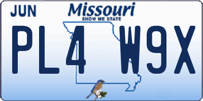 MO license plate PL4W9X