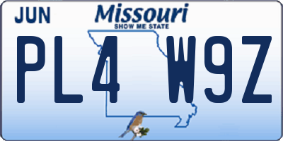 MO license plate PL4W9Z