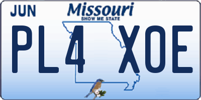 MO license plate PL4X0E